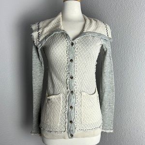 Anthropologie Saturday Sunday Size S Gray Distressed Long Sleeve Cardigan